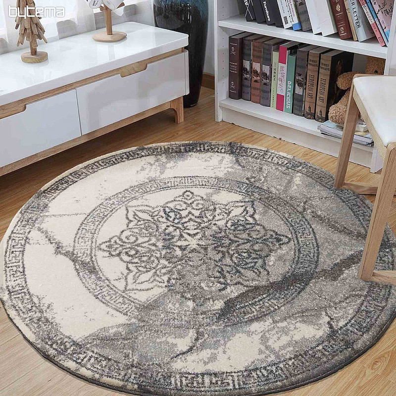 Moderní koberec kruh VISTA BÍLOŠEDÁ
