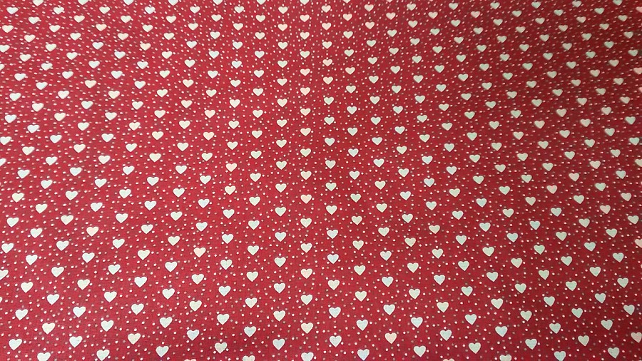 Cotton fabric MINI HEART red