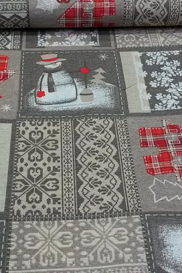 Vánoční dekorační látka Sněhulák I