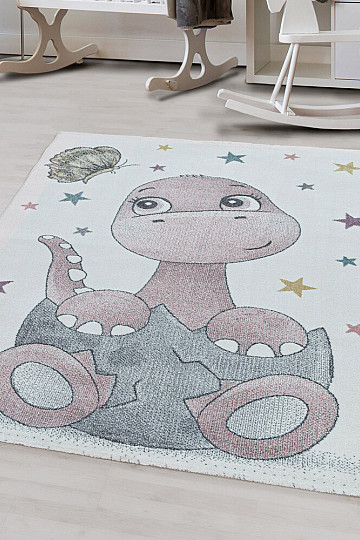 Luxusní dětský kusový koberec FUNNY DINOSAURUS RŮŽOVÝ