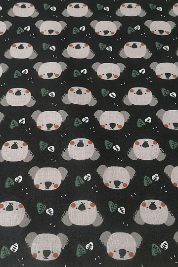 Bavlněná látka Koala Kiwak černá