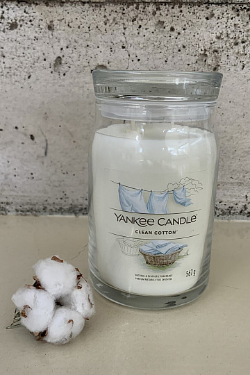 svíčka YANKEE CANDLE vůně CLEAN COTTON SKLO VELKÉ 2 KNOTY