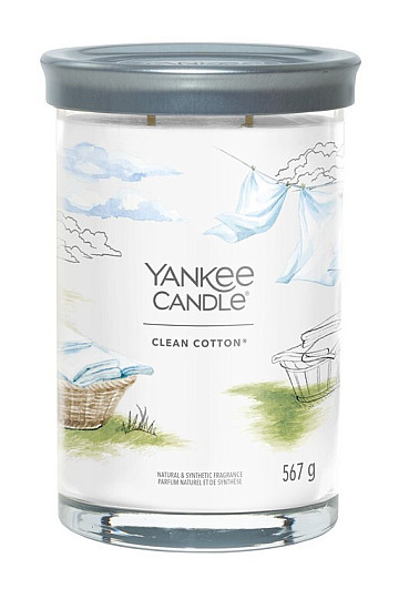 svíčka YANKEE CANDLE vůně CLEAN COTTON TUMBER VELKÝ 2 KNOTY