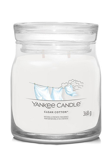 svíčka YANKEE CANDLE vůně CLEAN COTTON SKLO STŘEDNÍ 2 KNOTY