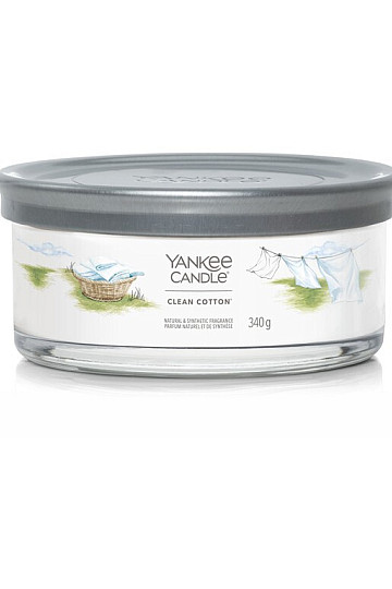 svíčka YANKEE CANDLE vůně CLEAN COTTON TUMBER STŘEDNÍ 5 KNOTŮ