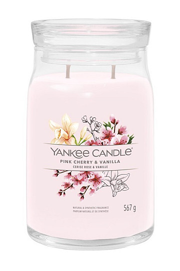 svíčka YANKEE CANDLE vůně PINK CHERRY & VANILLA VELKÉ SKLO 2 knoty
