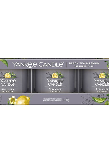 svíčka YANKEE CANDLE vůně BLACK TEA & LEMON SADA 3 kusů