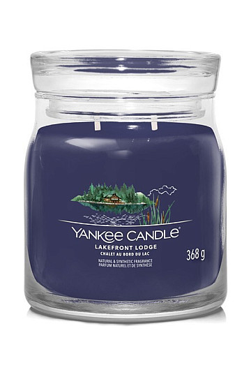 svíčka YANKEE CANDLE vůně LAKEFRONT LODGE SKLO STŘEDNÍ 2 knoty