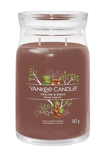 svíčka YANKEE CANDLE vůně PRALINE a BIRCH SKLO VELKÉ 2 knoty