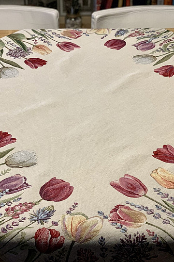 Gobelínový ubrus a šál TULIPÁNY BORDURA