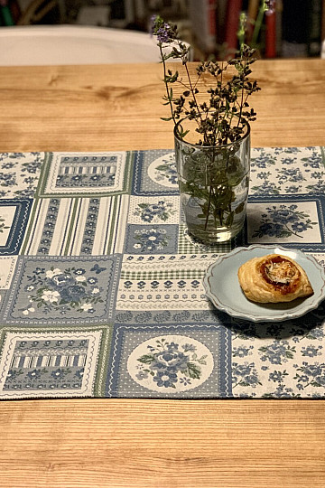 Ubrus a šál TOSCANA VALERY PATCHWORK modrý