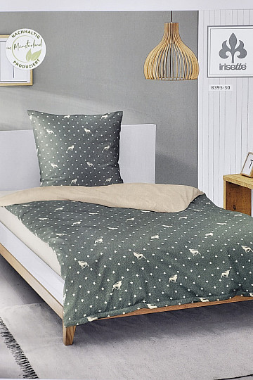 Luxusní flanelové povlečení IRISETTE 8395-30 PANDA zelená