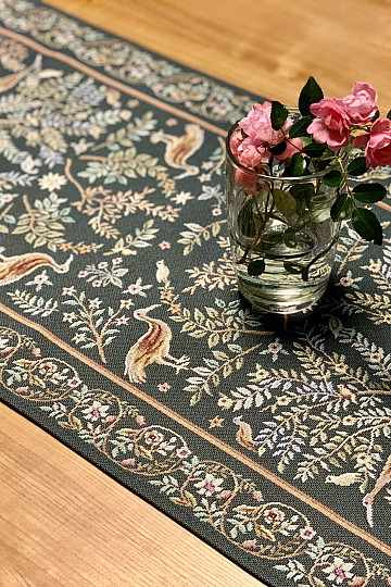 Gobelínový ubrus a šál WILLIAM MORRIS zelený