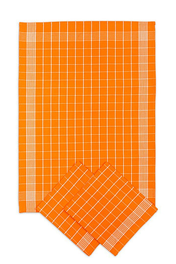 Bavlněné utěrky NEGATIV ORANŽOVÉ KÁRO
