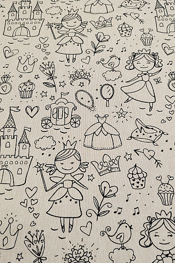 Látka na malování PRINCEZNY na režném podkladu