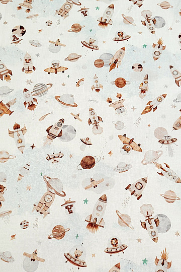 Bavlněná látka VESMÍR FUZBUZ