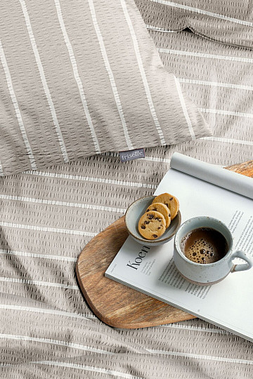 IRISETTE luxusní jemný krep EASY 8548-80 Pruhy béžové