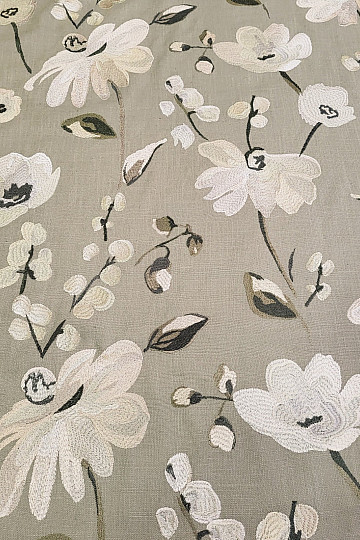 Dekorační látka RICAMATO VÝŠIVKA se lnem