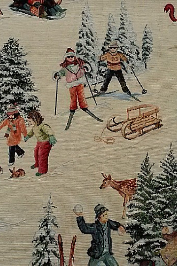 Gobelínový ubrus,šál LYŽAŘI
