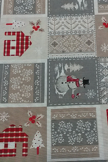 Dekorační látka Vánoční SANTA šedý