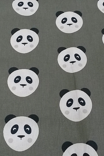 Bavlněná látka PANDA olivově zelená