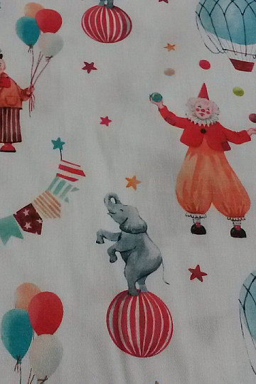 Dětský bavlněný satén CIRKUS digitální potisk
