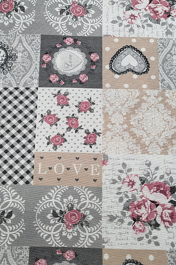 Dekorační látka LIA šedá patchwork