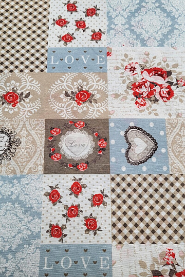 Dekorační látka LIA béžová patchwork