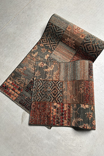 Luxusní vlněný běhoun ROYAL PATCHWORK green