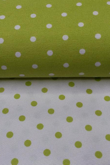Dekorační látka kombinace puntík zelený