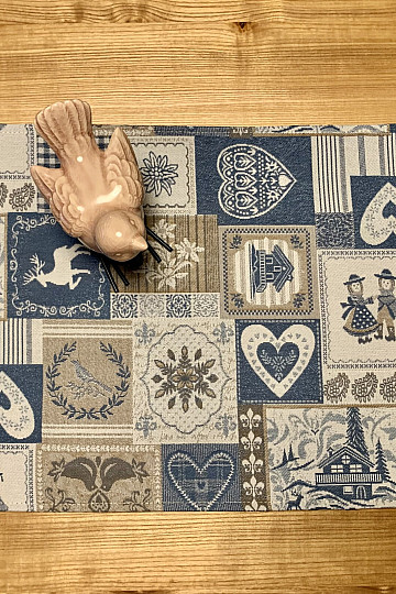 Prostírání PATCHWORK SRDCE modré