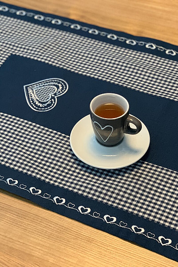 Vyšívaný ubrus a šála SELSKÝ STYL modrý