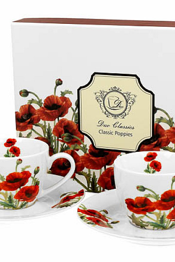 Classic poppies šálek s podšálkem set 90 ml