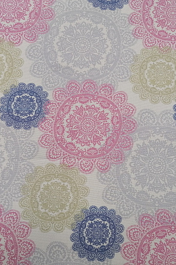Dekorační látka MANDALA růžovo-šedá