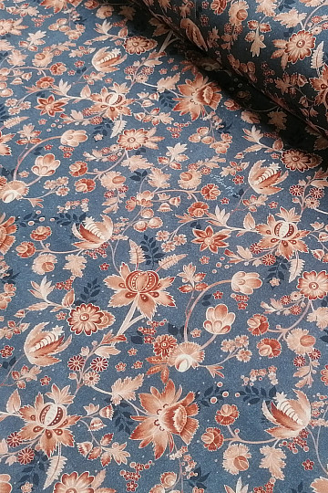 Bavlněná látka VARANASI KALAMKARI modrá