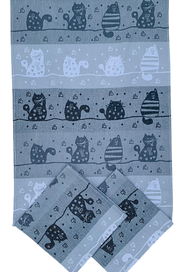 Utěrky KOČKY NA STŘEŠE šedé