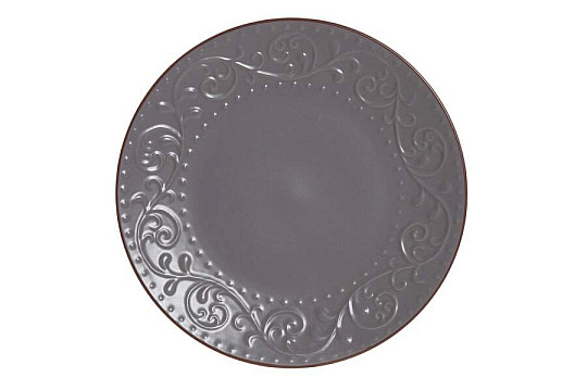 Talíř mělký GREY RELIEF 27.5x2cm šedý