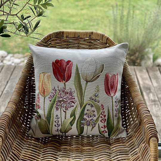 Gobelínový povlak na polštář  TULIPÁNY JARO III