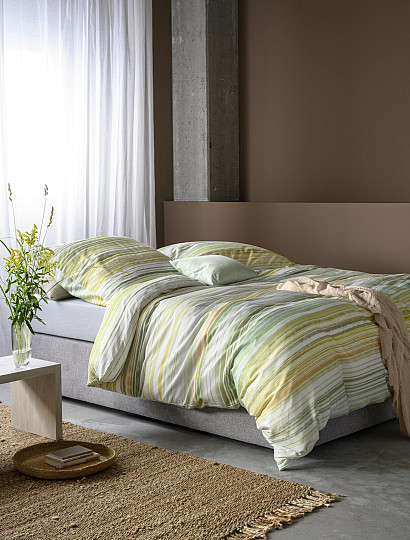 IRISETTE luxusní bavlněný satén MAGIC 30 pruhy zelené