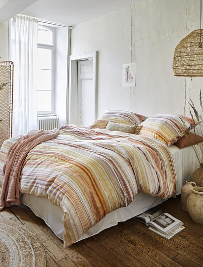 IRISETTE luxusní bavlněný satén MAGIC 50 oranžové pruhy