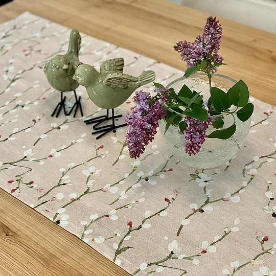 Ubrus a šál VĚTVIČKY NOA malé růžové