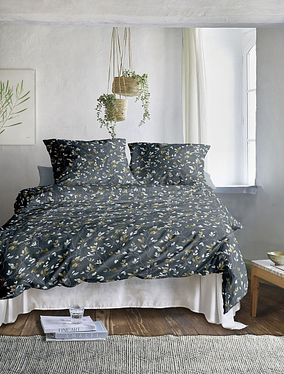 IRISETTE luxusní bavlněný satén WAVE 8565-20 VĚTVE šedé