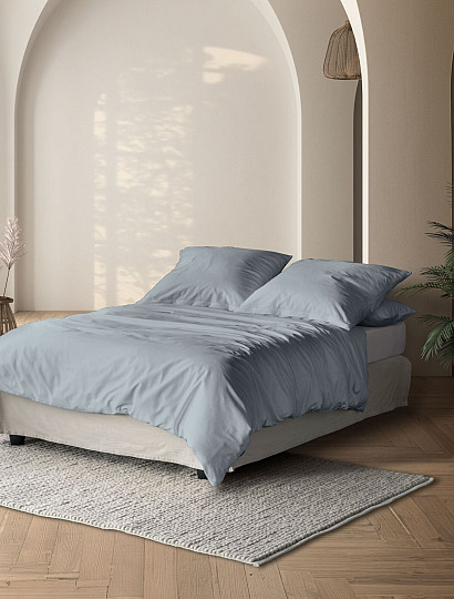 IRISETTE luxusní bavlněný satén PARIS 8000-20 MODROŠEDÁ