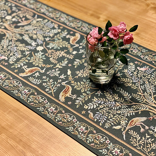 Gobelínový ubrus a šál WILLIAM MORRIS zelený