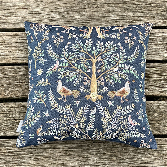 Gobelínový povlak na polštář WILLIAM MORRIS modrý - celoplošný