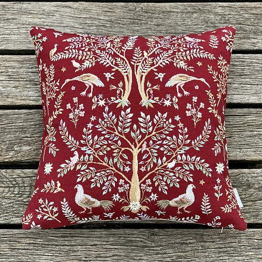 Gobelínový povlak na polštář WILLIAM MORRIS bordó - celoplošný