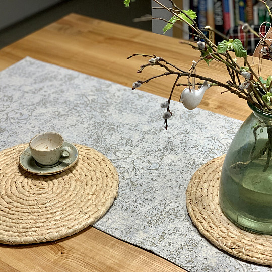 Gobelínový ubrus a šál MRAMOR BÉŽOVÝ