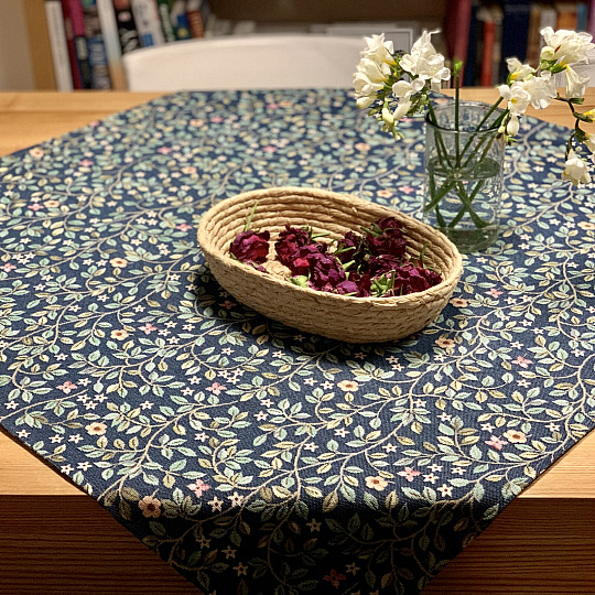 Gobelínový ubrus a šál STROM ŠTĚSTÍ celoplošný MODRÝ