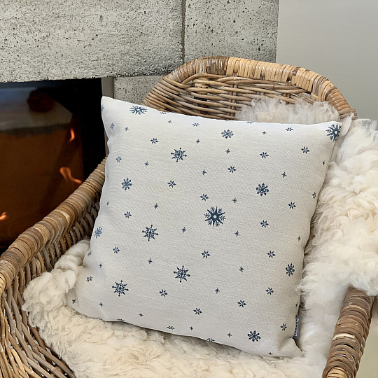 Vánoční gobelínový povlak JEMNÁ VLOČKA MODRÁ