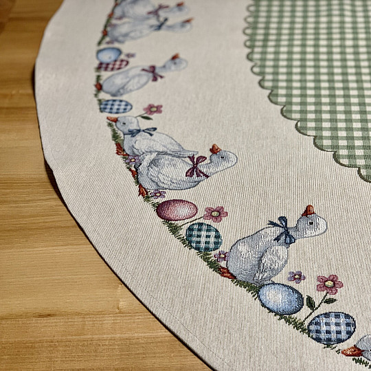 Gobelínový ubrus kulatý HUSIČKY ZELENÉ KÁRO